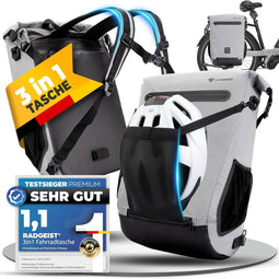 RADGEIST fietstas voor bagagedrager I fietstas & rugzak I tas voor fiets 100% waterdicht (reflectere
