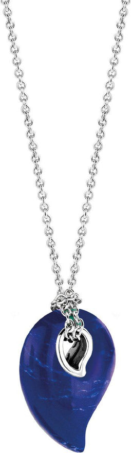 TI SENTO Ketting 3918BL - Zilveren dames ketting - Lapis stijl steen - Donkerblauw - 45 cm