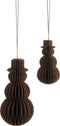 J-Line kersthanger Sneeuwman - papier - bruin - large - 3 stuks