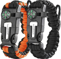 Travelhawk Tactische Armband - Survival Kit - Vuursteen Paracord Kompas Fluitje - Zwart
