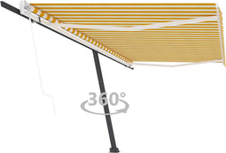 vidaXL - Luifel - vrijstaand - automatisch - 500x350 - cm - geel - en - wit