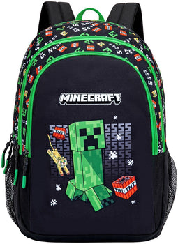 Minecraft - Rugzak - 3 vakken - Laptopvak 17 inch - 44 cm hoogte - Zwart groen - Premium Quality