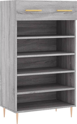 vidaXL - Schoenenkast - 60x35x105 - cm - bewerkt - hout - grijs - sonoma - eikenkleur