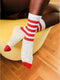 DOIY Retro Popcorn Sokken – One Size – Rood/Wit