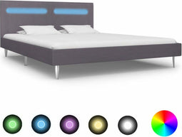 vidaXL - Bedframe - met - LED - stof - grijs - 180x200 - cm