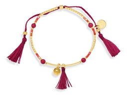 Scmyk BG-263 - Kralenarmband - Goudkleurige kraaltjes - Donkerroze