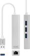 Nanocable 10.03.0403 - USB 3.0 naar Gigabit Ethernet Converter + 3x USB 3.0 - Aluminium 15 cm - Ziverachtig