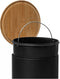5Five prullenbak/pedaalemmer Bamboe - zwart - metaal - 30 liter - 38 x 29 x 60 cm - keuken