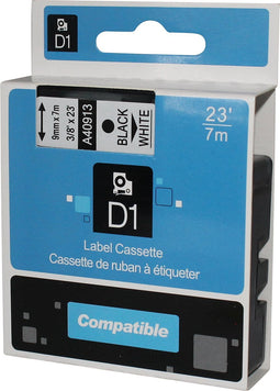 D1 standaard labels wit-zwart 9mm