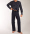 Schiesser Heren Pyjama - Lange broek - V-hals - Donkerblauw - Maat XL