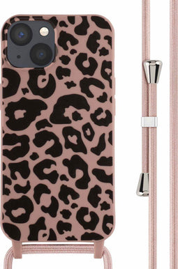 iMoshion Hoesje Geschikt voor iPhone 13 Hoesje Met Koord - iMoshion Siliconen design hoesje met koord - Roze / Animal Pink