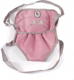 Poppendraagzak (roze/taupe/beer)