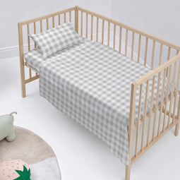 Happy Friday Sheet set 2 pieces Vichy grey 120x180 cm (Cot bed) Grey