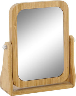 Badkamerspiegel / make-up spiegel bamboe hout 22 x 6 x 22 - Opmaken - Luxe cosmeticaspiegels