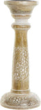 Kroonkandelaar DKD Home Decor Wit Bruin Metaal Plastic Mangohout Gebloemd Indiaas 12,5 x 12,5 x 31 cm