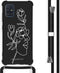 iMoshion Hoesje Geschikt voor Samsung Galaxy A51 Hoesje Met Koord - iMoshion Design Hoesje met Koord - Wit / Zwart / Woman Flower Black