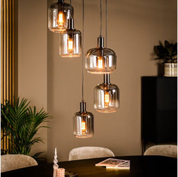 Hanglamp Swirl 5-lichts smoke glas | BY-OLAF