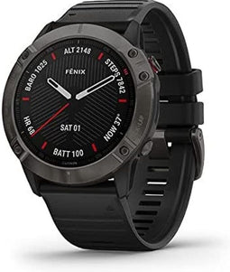 Garmin Fenix 6X Sapphire 51 mm zwart met een zwarte siliconen polsband