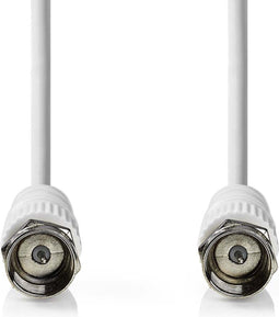 Nedis Satelliet- en Antennekabel - F-Male - Vernikkeld - 75 Ohm - Dubbel Afgeschermd - 1.50 m - Wit