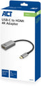 ACT AC7010 - USB-C naar HDMI Adapter - 4K @ 60Hz - Grijs Zwart