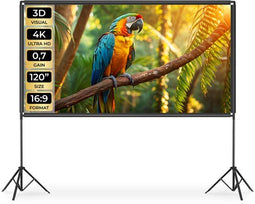 tectake® Beamer Scherm - 120 Inch (305 cm) - 16:9 Oprolbaar Projectiescherm - 4K HD - Inclusief Draagtas