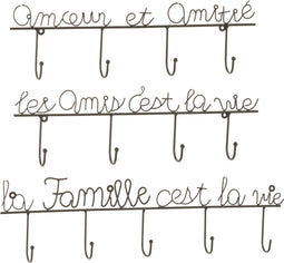 J-Line kapstok Spreuk - metaal - zwart - medium - 3 stuks