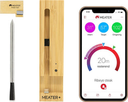 MEATER Plus - Draadloze Thermometer - Bluetooth 50m bereik - Hout met staal