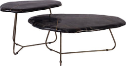 PTMD Patly Salontafel - 90 x 60 x 35 cm - Hout - Zwart - Set van 2