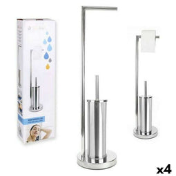 Toiletpapierhouder met borstelstandaard Confortime 18,5 x 74 cm (4 Stuks)