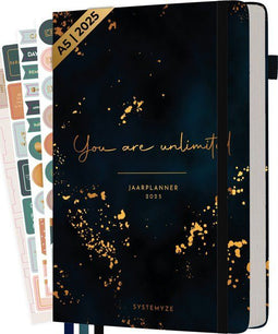 Systemyze Agenda (2025) - Planner - Inclusief Stickervellen - A5 - Blauw