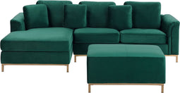OSLO - Hoekbank met ottomaan - Groen - Rechterzijde - 270 cm - Fluweel
