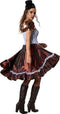 Dressforfun Steampunk Lady - Verkleedkostuum - Satijnen jurk met franjes en gespen - Maat S