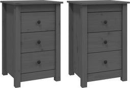 vidaXL - Nachtkastjes - 2 - st - 40x35x61,5 - cm - massief - grenenhout - grijs