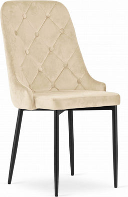 CAPRI Stoel Beige, Modern Design, Ergonomisch, Met Zachte Velvet Zitting, Metaal Zwarte Poten, Geschikt voor Woonkamer, Thuiswerk en Slaapkamer, Max. 120 kg
