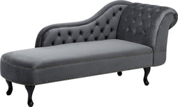 NIMES - Chaise longue - Grijs - Rechterzijde - Fluweel