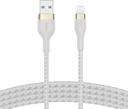 Belkin Boost Charge braided - Telefoniekabel - USB-A naar iPhone Lightning - 2m - Wit
