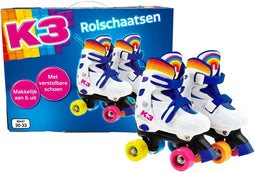 K3 Rolschaatsen - Verstelbaar in 4 maten 30-33 - Met stopper - Wit Regenboog