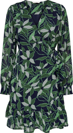 ONLY ONLSTAR L/S WRAP DRESS PTM - Gevoerde wrap jurk - Lange mouwen met elastieke manchetten - Maat M