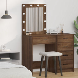 vidaXL - Kaptafel - met - LED - Verlichting - - - Bruin - Eik - 50x41x135 - cm
