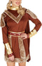 dressforfun - Vikingleidster S - kostuum jurk met cape riem hoed laarskappen bruin - 301354