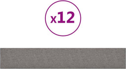 vidaXL - Wandpanelen - 12 - st - 1,62 - m² - 90x15 - cm - stof - lichtgrijs