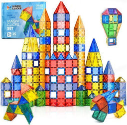 MagniClicks Magnetische Tegels 35 stuks - Educatief Speelgoed - 2D en 3D Ontwerpen