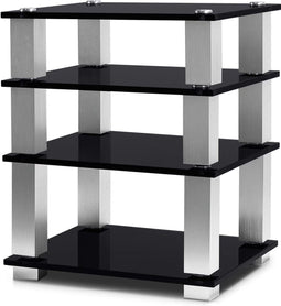 NorStone SQUARE - Audio meubel - 4 lagen 19mm gehard glas - Zwart en Aluminium