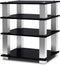 NorStone SQUARE - Audio meubel - 4 lagen 19mm gehard glas - Zwart en Aluminium