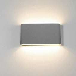Moderne wandlamp boven- en onderlicht - strak design up and down light - 18 cm grijs armatuur - natuurlijk wit licht - 12 W LED Osram 1320 lm - hoogwaardig luchtvaartaluminium - IP65 waterdicht - hoog rendement - energieklasse A+