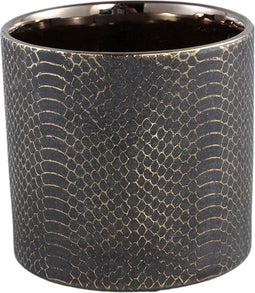 PTMD Mable Black Ceramic Pot Gold Snake Print M