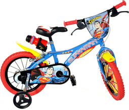 Dino Superman - Kinderfiets 14 Inch - van 3-5 Jaar - met Zijwieltjes - Jongensfiets Blauw