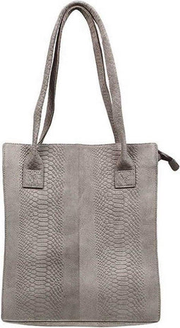 DSTRCT Portland Road - Suede Leren Shopper Anaconda Print - Grijs