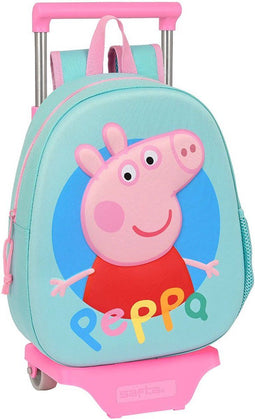 Schoolrugzak met Wielen Peppa Pig Turkoois (27 x 32 x 10 cm)
