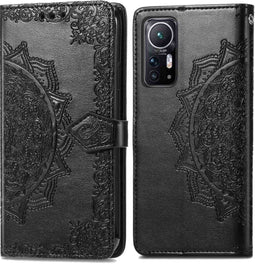 iMoshion Hoesje Geschikt voor Xiaomi 12X / 12 Hoesje Met Pasjeshouder - iMoshion Mandala Bookcase - Zwart